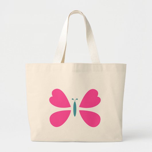 Roze Vlinder's  Grote Tote Bag (Voorkant)