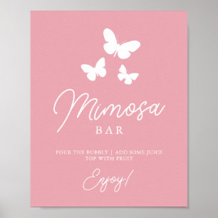 Roze Vlinders Mimosa Bar Bruidsfeest Bord Poster
