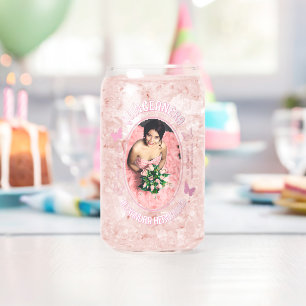 Roze Vlinders Quinceanera Blikvorm Glas