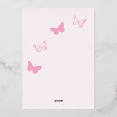 Roze Vlinders Quinceanera Folie Uitnodiging (Achterkant)
