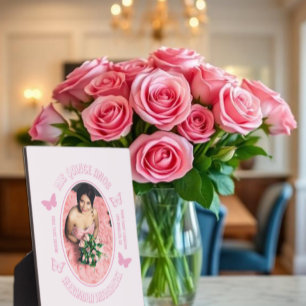 Roze Vlinders Quinceanera Fotoplaat