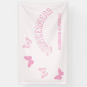 Roze Vlinders Quinceanera Spandoek (Verticaal)