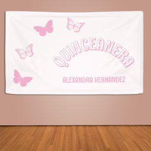 Roze Vlinders Quinceanera Spandoek