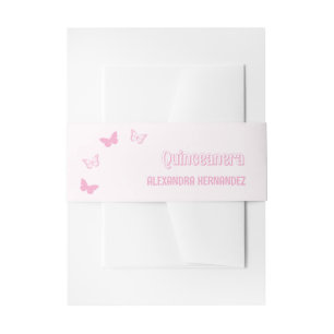 Roze Vlinders Quinceanera Uitnodigingen Wikkel