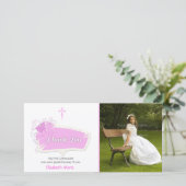 Roze Vlinders Religieuze Fotokaart Bedankkaart (Staand voorkant)