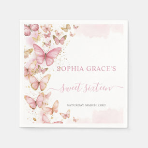  Roze Vlinders Sweet 16 Quinceanera XV 15 Servet