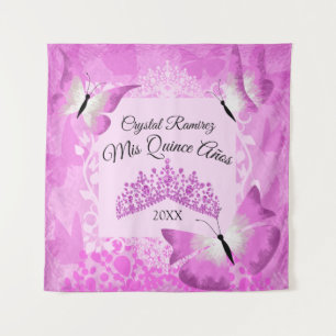 Roze vlinders, Tiara Quinceanera wandkleed