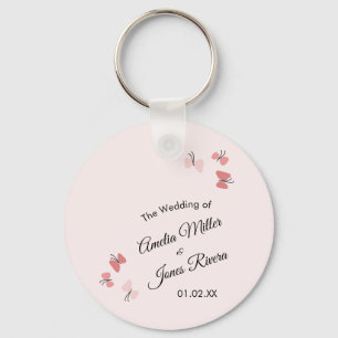 Roze Vlinders Tuin Romantische Eenvoudige Trouw  Sleutelhanger