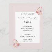  roze vlinders verjaardag kaart (Voorkant / Achterkant)