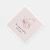  roze vlinders verjaardag servet (Hoek)