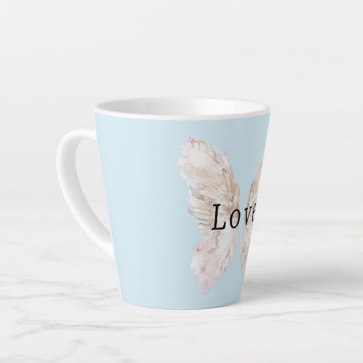 roze vlindervleugels latte mok (Linkerhoek)