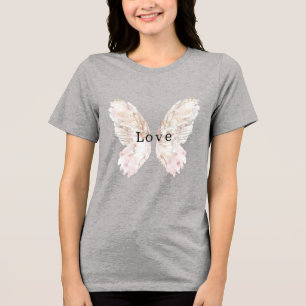 roze vlindervleugels Tri-Blend shirt
