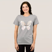 roze vlindervleugels Tri-Blend shirt (Voorkant volledig)