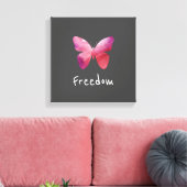 Roze vlindervrijheid canvas afdruk (Insitu (Woonkamer))