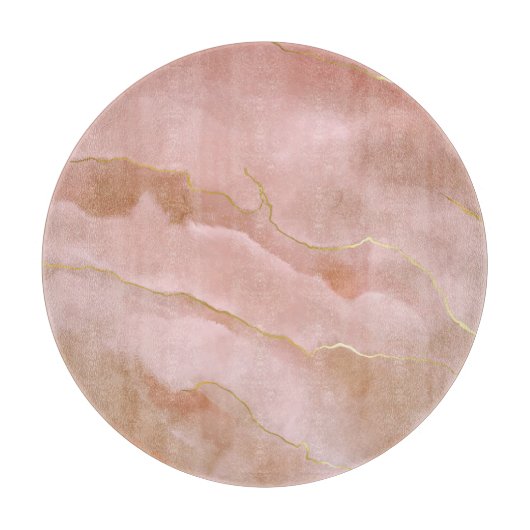 Roze Vloeibare Marmeren Gouden Textuur Snijplank (Voorkant)