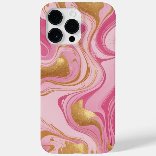 Roze vloeistof met gouden strepen Case-Mate iPhone case (Achterkant)