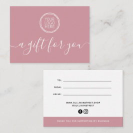 Roze Voeg je Logo-minimalistische cadeaubon toe Notitiekaartje