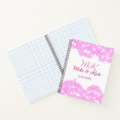 Roze voeg koppelnaam datum monogram glitter sparkl notitieboek (Binnen)