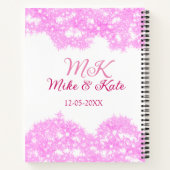Roze voeg koppelnaam datum monogram glitter sparkl notitieboek (Achterkant)