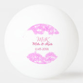 Roze voeg koppelnaam datum monogram glitter sparkl pingpongballen (Achterkant)
