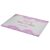 Roze voeg koppelnaam datum monogram glitter sparkl snijplank (Hoek)