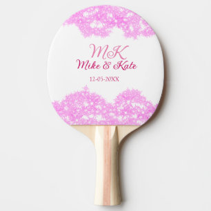 Roze voeg koppelnaam datum monogram glitter sparkl tafeltennisbatje