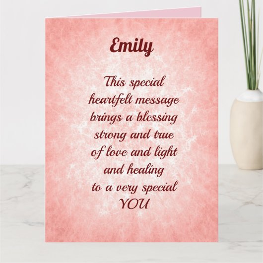  Roze Voeg naam toe Word goed Kaart (Voorkant)