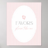 Roze Voetafdruk Baby shower Voorkeur Teken Poster (Voorkant)