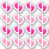 Roze voetafdruk van baby meisje aankondiging pasge sticker (Voorkant)
