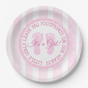 Roze voetafdrukken Meisjes Baby shower Papier Bord