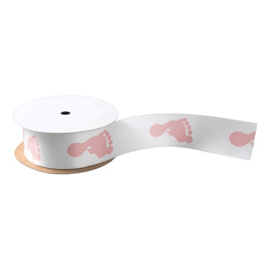 Roze voetafdrukken Satin Ribbon Lint (Spoel)