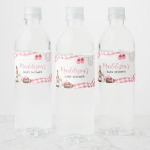Roze Voetbal Baby Shower Waterfles Etiket