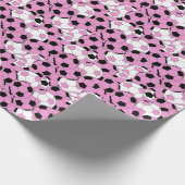 Roze Voetbal Collage Cadeaupapier (Hoek)