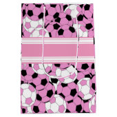 Roze Voetbal Collage Medium Cadeauzakje (Achterkant)