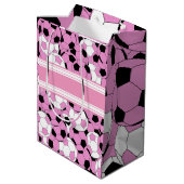 Roze Voetbal Collage Medium Cadeauzakje (Achterkant Gekanteld)