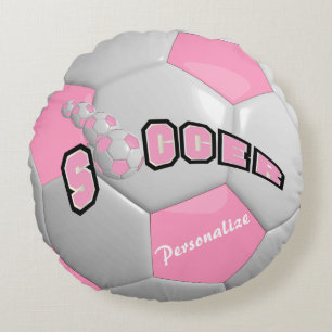 Roze Voetbal   DIY-naam Rond Kussen