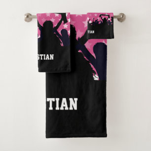Roze Voetbal en ventilatoren Bad Handdoek