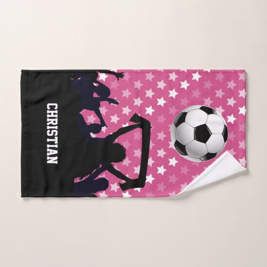 Roze Voetbal en ventilatoren Bad Handdoek (Handdoek)