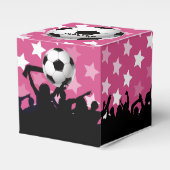 Roze Voetbal en ventilatoren Bedankdoosjes (Voorkant Zijde)
