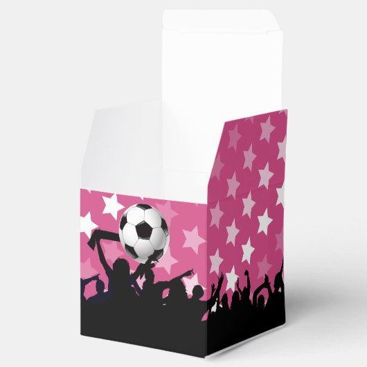 Roze Voetbal en ventilatoren Bedankdoosjes (Geopend)