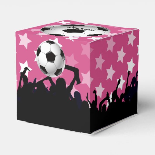 Roze Voetbal en ventilatoren Bedankdoosjes (Achterkant)