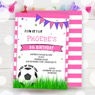 Roze Voetbal Girls Birthday Kaart