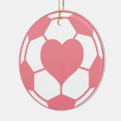 Roze Voetbal met hart Keramisch Ornament (Links)