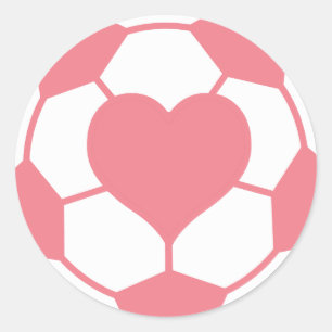 Roze Voetbal met hart Ronde Sticker