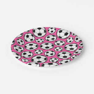 Roze voetbal papieren bordje