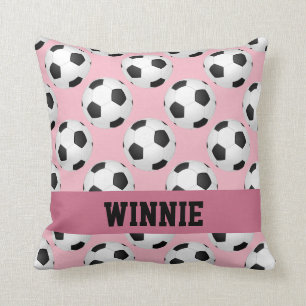 Roze Voetbal Patroon Sportpagina's Persoonlijke na Kussen