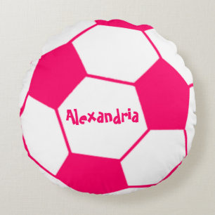 Roze Voetbal Rond Kussen