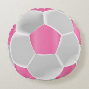 Roze Voetbal Rond Kussen