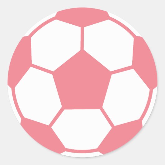 Roze Voetbal Ronde Sticker (Voorkant)