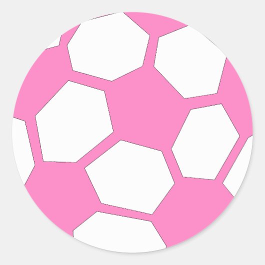 Roze Voetbal Ronde Sticker (Voorkant)